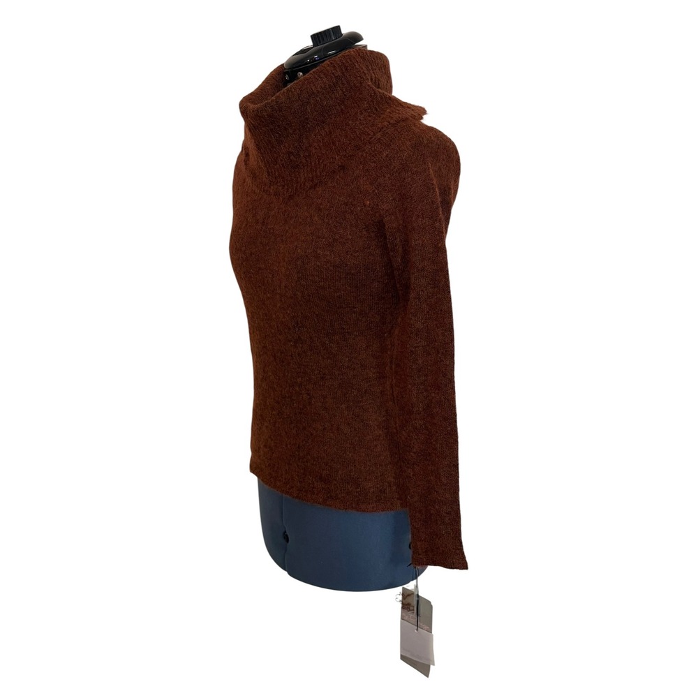 Jillian Jones Petite Rust Brown Kid Mohair Wool Cowl Neck Sweater Fall PS NWT - Picture 2 of 13